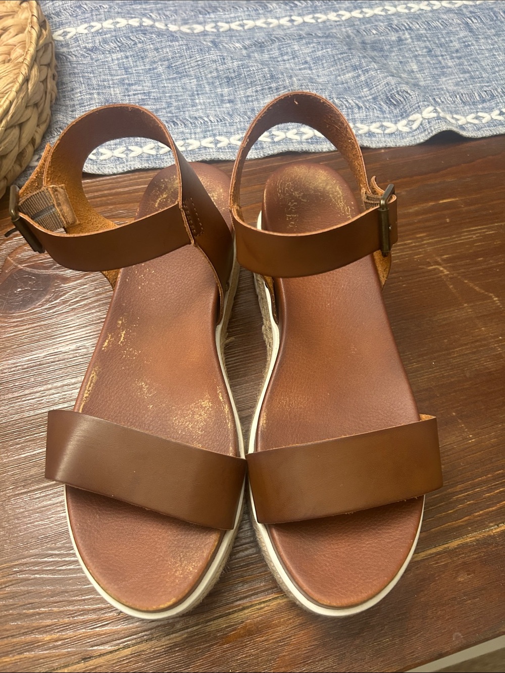 Mia Brown Leather Ankle-Strap Women's Sandals